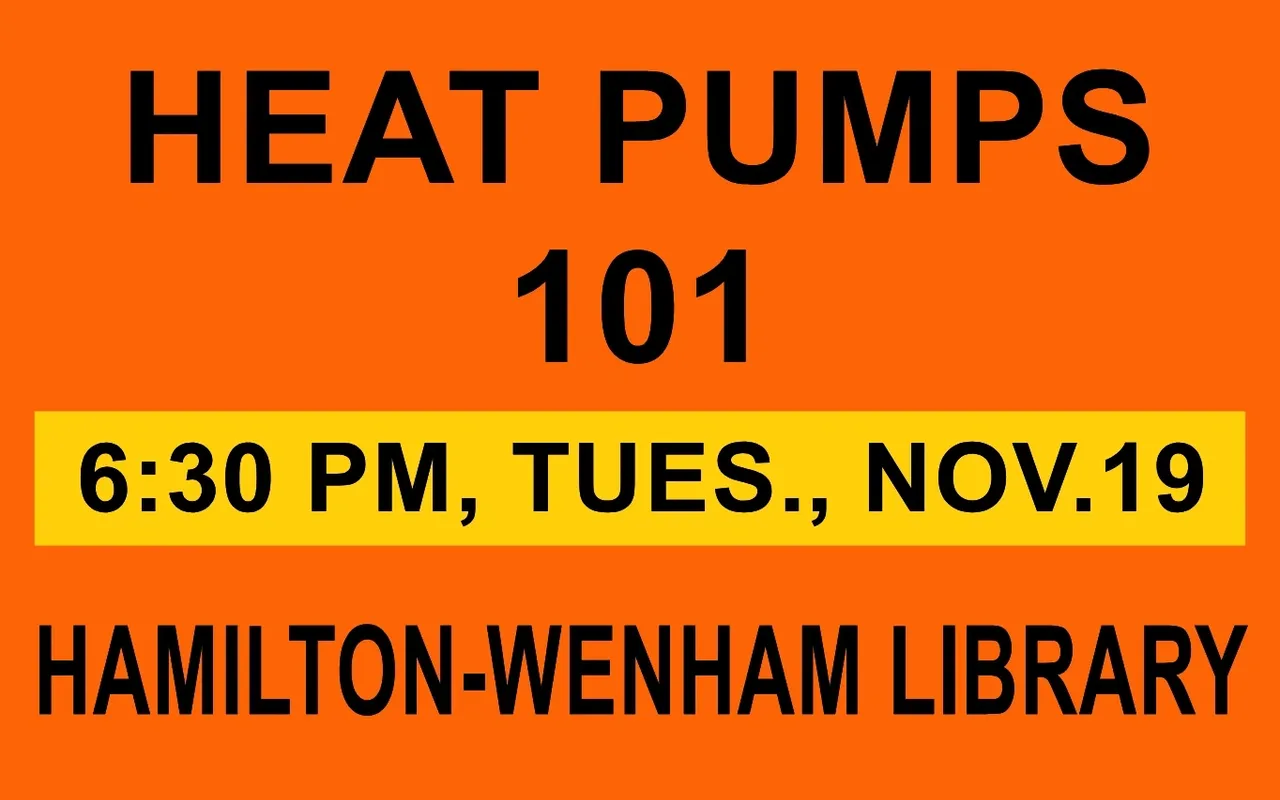 Poster about Heat Pump event at Hamilton-Wenham Library